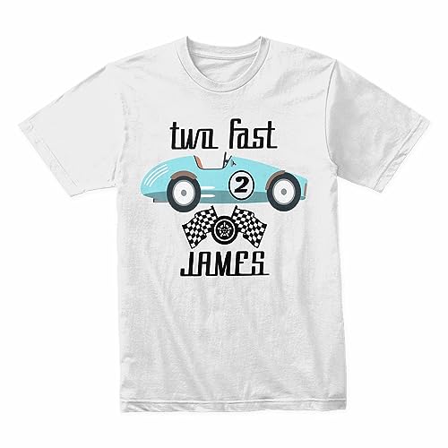 Personalized Personalized Two Fast two curious T-Shirt, Two Fast Two Curious Shirt Race Car Plaid Letter Print Kids Birthday Tee Retro 70S Vintage Curious Birthday Party Top3