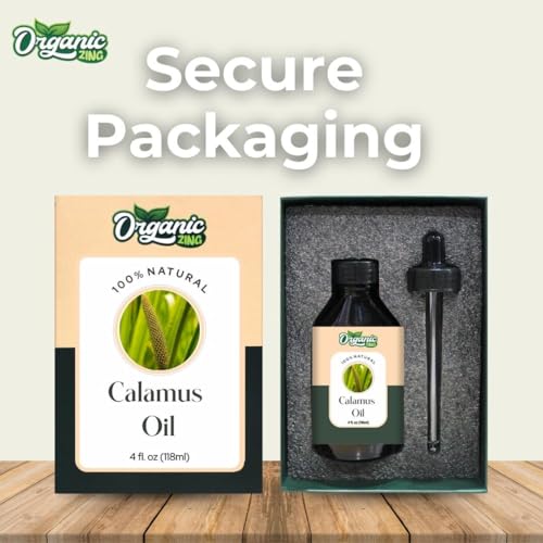 Image of Organic Zing Calamus Oil 118 ml (3.99 fl oz) - Steam Distilled Earthy Aromatic Oil for Meditation Diffusion, Perfumery & DIY Fragrance Blends