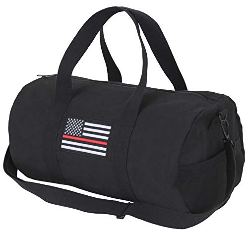 Rothco Thin Red Line Canvas Shoulder Duffle Bag – Patriotic Sports Gym Travel Duffel