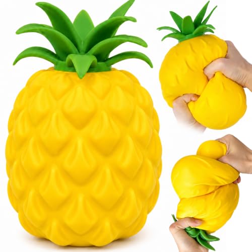 Jumbo Pineapple Squishy Toys Squeeze Sensory Fidget Toys for Stress & Anxiety Relief Cute Giant Fruit Stress Balls Squishies Toy Birthday Gifts Party Favor for Adults Kids