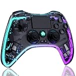 Shiptree Wireless Controller per ps-4, Joystick Gamepad Compatibile per PS-4/Pro/Slim/PC con Turbo & Macro M1/M2, LED RGB Controllers con Touch Panel/6-Axis/Doppia Vibrazione/3.5mm Jack Audio