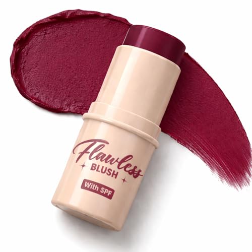 Image of Blue Heaven Flawless Blush Stick with SPF | Infused with Vit C & Hyaluronic Acid | Creamy Blush Stick for Cheeks, 6 Hr Long Lasting Tint Blush for Face Makeup, High Pigment Blusher | Deep Berry | 7.3gm