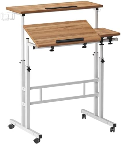 Sogesfurniture Table D'Appoint Réglable Canapé – Table C Mobile – Support Ordinateur & Plateau Café – Chêne – Hauteur 55-80 Cm