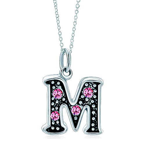 Korliya Pink Letter A-Z Alphabet Initial Charm Bead Necklace Pendant for Women Girls