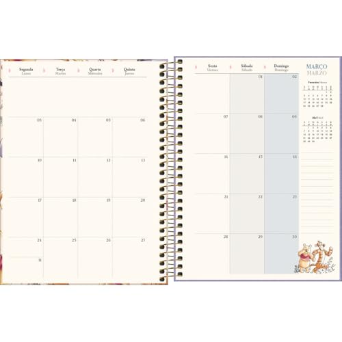 Tilibra - Planner Espiral 17,7 x 24 cm Pooh 2025 - Winnie The Pooh fundo amarelo