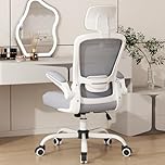 Mimoglad Office Chair, Comfy Desk Chair, High Back Ergonomic Computer Chair with Lumbar Support & Headrest, Flip-up Armrests for Guitar Playing, Swivel Task Chair (Modern, Moon Grey)