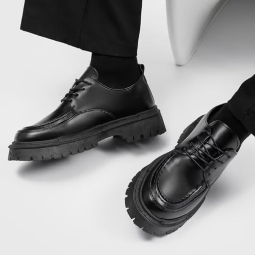 Oxford Shoes for Men,Platform Oxfords Footwear Low Heel Lace-Up Sneakers Chunky Classic Oxford,Business Work Office Dress Shoe4
