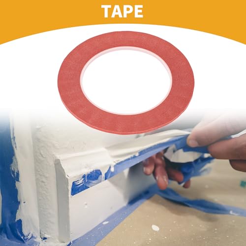 Image of 1 Pc Painters Tape Masking Master Tape Easy Removal Red 5000x0.3x0.01cm / 54.68 Yards x 0.12 Inches x 140um