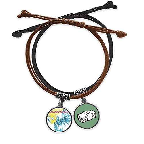 Pulsera mariposa de cuero hecha a mano ajustable para hombre y mujer