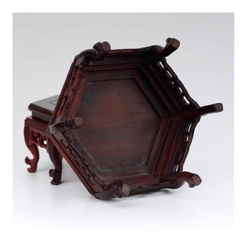 Taburete hexagonal de madera con base de exhibición artesanal para bonsái 6