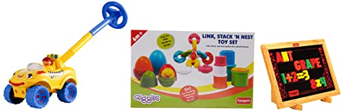 Giggles Funskool Walk N Drive Plastic Truck,Push&Drive Car&Funskool Learn N Write Slate,2 in 1 Magnetic&Dry Erase Board Link Stack N Nest Toy Set 3 in 1 Gift Set,Develops Motor Skills,Multi (B0BD41N924) Amazon Price History, Amazon Price Tracker