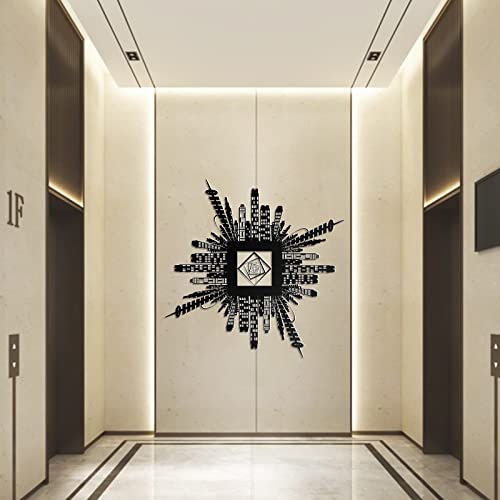 Metal City Wall Decor Abstract Square Black Metal Wall Art Home Decor Living Room Office Dining Metal Modern Design Sculpture Minimalist Wall Decor Bedroom Wall Decor (22In W*22In L, Square City Style) #TOP1