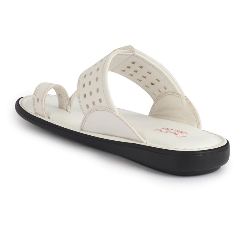 Image of FAUSTO Men Casual Outfit Kolhapuri Toe Ring Strap Ortho Slippers | Memory Cushioned Footbed | Ultra Lightweight and Comfort Slip On Slipper