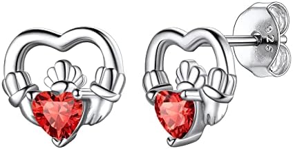 Suplight 925 Sterling Silver Claddagh Celtic Heart Stud Earrings, Dainty Tiny Irish Celtic Knot Jewelry for Women Girls (with Gift Box)
