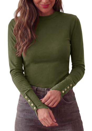 KIRUNDO Womens Long Sleeve Tops Cute Slim Fitted Fall Shirts - image 1
