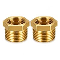 Gkhlg 2 Stück 3/4 Zoll auf 1/2 Zoll Messing Reduzierstück Reduzierung 3/4 auf 1/2 Reduzierstück für Haushalt und industrielle Wassersysteme geeignet