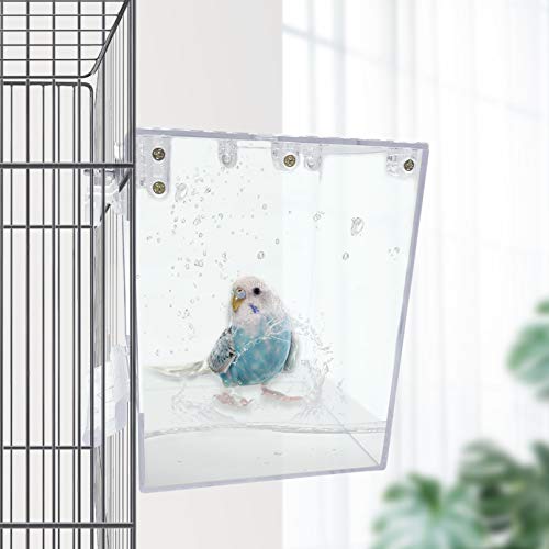 Image of PINVNBY Bird Bath Box,Parrot No-Leakage Bathtub for Cage Hanging Tube Shower Box Cage Accessory with Water Injector and Balls Toys for Small Pet Birds Canary Lovebirds Budgies(6 Pcs)