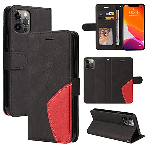 SHUNDA Capa para Apple iPhone 12 Pro Max, capa carteira de couro sintético [recurso de suporte] com