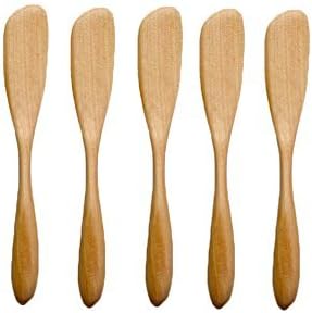 Moxcow 5Pcs Wooden Butter Knife Cheese Spreader, 6"