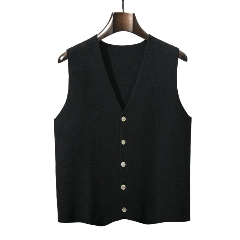 Chaleco de punto para hombre estilo coreano con cuello en V sin mangas y botones 3