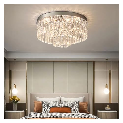 Lampe de plafond LED cristal style luxe moderne avec télécommande salon