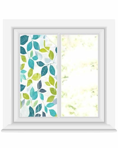 Película de privacidad para ventana hojas verdes teal 17.7"x39.3" miniatura 2