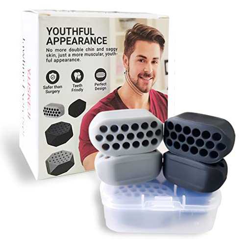 Jawline Exerciser-Jaw Exerciser For Men & Women-Double Chin Reducer for firmer-younger looking skin. (4Pack)