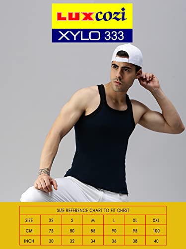 Image of Lux Cozi Men Pack of 3 Pure Cotton Assorted Gym Vest (Size : 95cm)