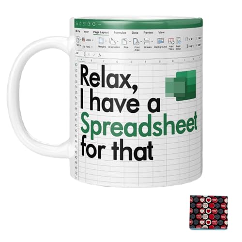 Huipalon Excel Mug Relax I Have a Spreadsheet for That Coffee Mug C Handle Funny Ceramic Cup Gift for Coworkers Accounting Boss Birthday Coffee Tea Mugs