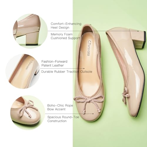 C.Paravano Block Heels | Pumps Shoes Women | Women's Pumps | Chunky Heels for Women (Camel,9)4