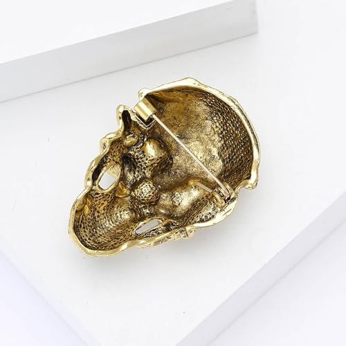 Image of Punk Skull Head Cross Sword Brooch Pin Cool Skeleton Lapel Pin for Dress Suit Decor Halloween Party Clothing Accessories for Women Men