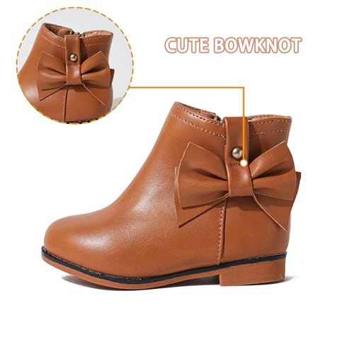 Girls Boots Fashion Ankle Boots for Girls with Zipper Short Suede Booties with Bow for Toddler/Little Kids4