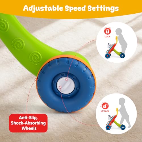 Image of AuntyFey Baby Walker, 3 in 1 Push Walker for Baby Girls Boys, Baby Walking Toy for 1 Year Old Learning to Walk, Sit to Stand Baby Walker Push Toy for Girl 12 Months, Red