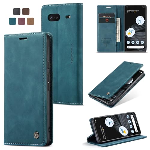 Cracedily for Google Pixel 7 Case Flip Wallet Leather Case with Card Holder Magnetic Closure Shockproof Kickstand Protective Phone Cases Cover for Google Pixel 7 Blue-Green