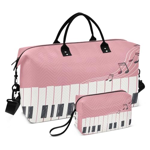 Weekender Bags Travel Duffel Gym Bag Pink Piano Carry on Overnight Tote Bag with Toiletry Bag for Airplane Travel Trip Gym Yoga