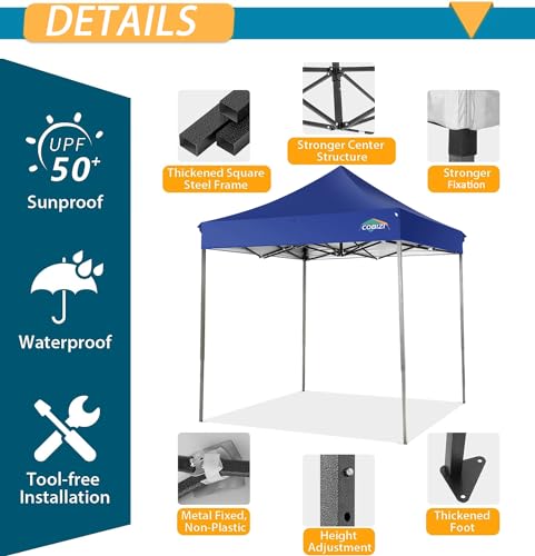 Image of COBIZI 10x20 Pop Up Canopy Tent,Heavy Duty(Dark Blue Gray No Sidewalls)