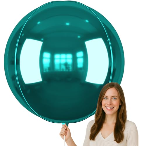 Image of 50 Inch Metallic Dark Green Round Foil Balloons 3pcs Large Mylar Balloons