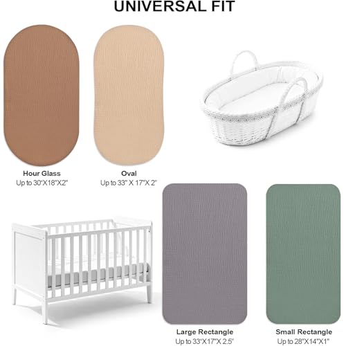 Image of 100% Muslin Baby Bassinet Sheets for Baby Boy Girls,4-Pack Fitted Bassinet Sheets Set Compatible with Halo Bassinest Swivel Sleeper,Baby Delight,Angelbliss,32 inchX16 inch (Beige Solid Color Series)