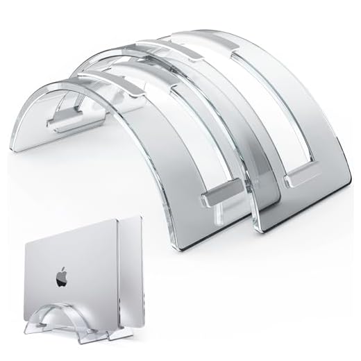Vertical Laptop Stand for Desk,Dual Slot MacBook Stand Acrylic Invisible Desktop Notebook Dock,Laptop Stand Vertical Space-Saving Organizer for All MacBook, Surface, Samsung, HP, Dell,iPad