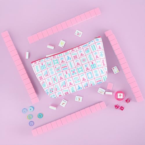 Juego de Mahjong Americano con 160 fichas y bolsa portátil miniatura 5