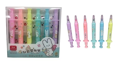 Image of YBN Set Of 6 Pcs Cute Kawaii Injection Shape Different Color Highlighters Office School Supplies Gift, Multicolor