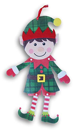 Christmas Holiday Jointed Felt Santa's Elf Decor (19.5 Inches Tall)