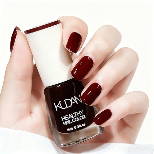 Burgundy Nail Polish, Wine Red Nail Varnish, Quick Drying Long Lasting Dark Red Nail Paint, High Glossy Nail Gel for Women Teens Girls Christmas DIY Nail Art Manicure at Home, No Need Cure