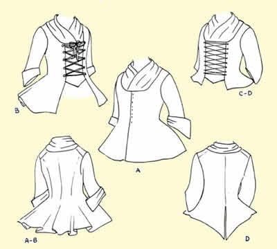 18th Century Jackets Pattern (XXL-22-24, Bust size 48-50")