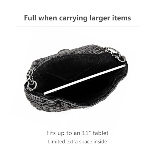 Image of M-ioi-M Quilted Denim Purse, Shoulder Bag for Women, Crossbody Flap Tote Bag,Silver Chain Hobo Bag, Vintage Washed Jean Purse