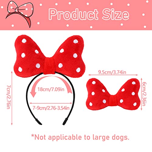 Whaline 4 Pack Valentines Day Pet Headbands And Bow Tie Collar Set Cute Red Pink Polka Dot Pet Costume Accessory For Cat Puppy Rabbit Birthday New Year Valentine Party Wedding Costume Photo Prop #TOP1