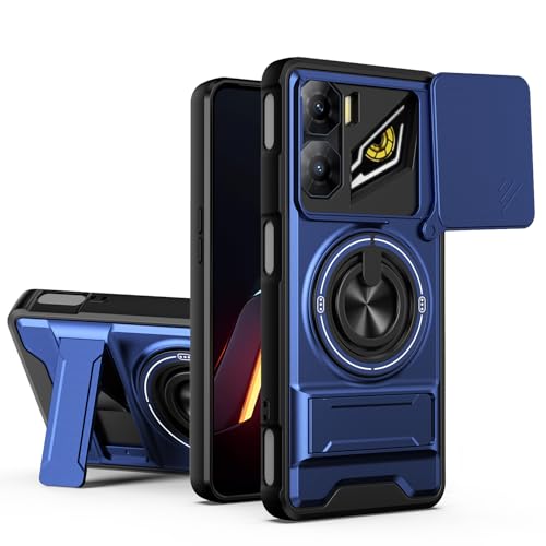 GOGME Coque pour ZTE Nubia Neo 3 5G, Housse avec Support Anneau 2 en 1 & Magnétique, Étui avec Cache Caméra Coulissant, Protection Housse - Bleu