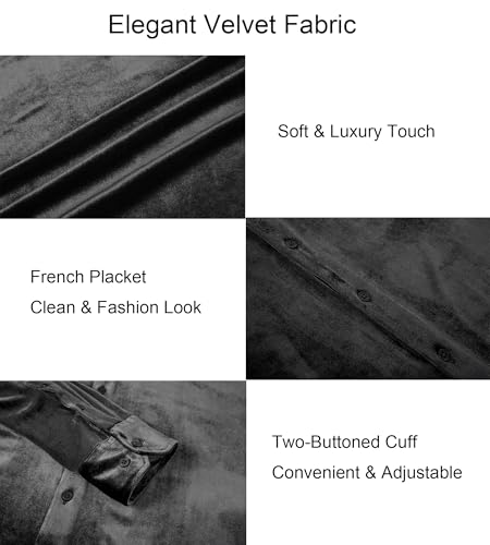 Alex Vando Mens Velvet Shirts Regular Fit Long Sleeve Soft Stretch Casual Button Down Shirt