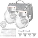 2 Sacaleches Electricos - Sacaleches sin BPA - Extractor de leche materna Manos Libres Silicona - Batería De Larga Duración 12 Niveles y 4 Modos – Bridas de 24 mm + 2 inserciones bridas (19/21 mm)