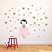 artaslf Cartoon Fairy Girl dekoracyjna naklejka na ścianę dla dzieci do pokoju niemowlęcia winyl DIY złote gwiazdki obrazki w stylu Nordic Style Home zdejmowany obraz ścienny 45 x 27 cm